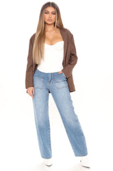 Hardly Working Utility Boyfriend Jeans - Medium Blue Wash Ins Street